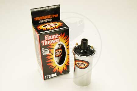 This is a Pertronix Performance Flame Thrower Coil.  These are for the 6 volt system.  These are 1.5 ohm oil filled canister coils. We also have them in black.