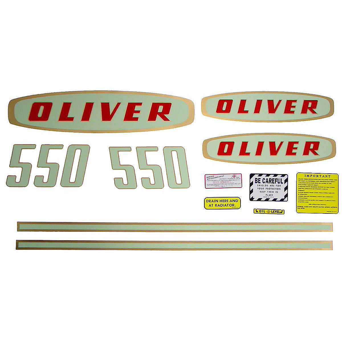 Mylar Decal Set For Oliver 550 Gas. Early Models up to SN#: 112109