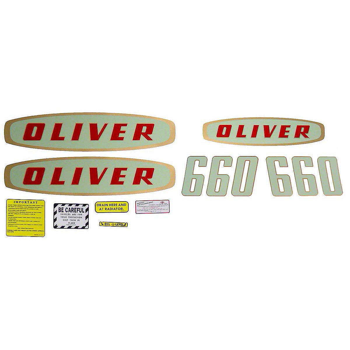 Mylar Decal Set For Oliver 660 Gas Early Model Tractors.