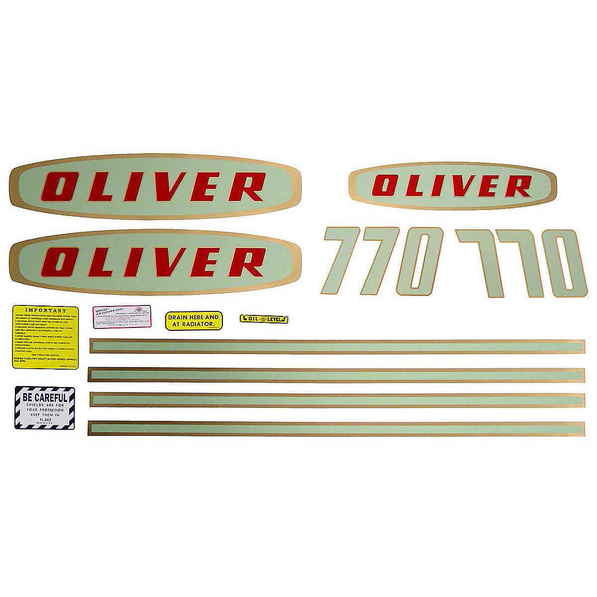 Decal Set For Oliver 770 Gas Tractors.