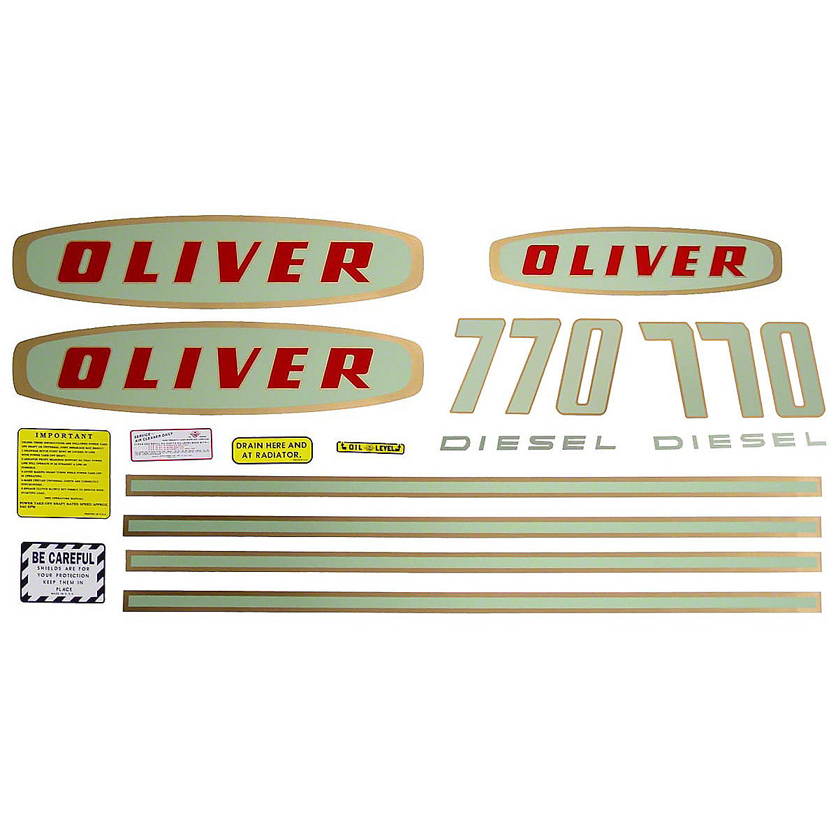 Mylar Decal Set For Oliver 770 Diesel Tractors. Up to SN#: 112250.