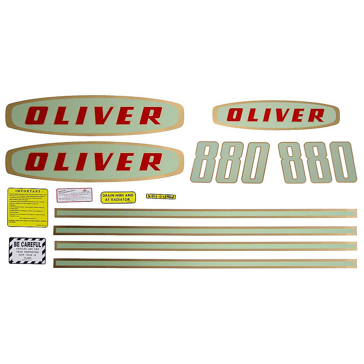Mylar Decal Set For Oliver 880 Gas Tractors. Up to SN#:112250.