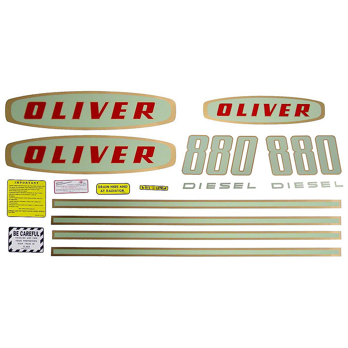 Decal Set For Oliver 880 Diesel Tractors.