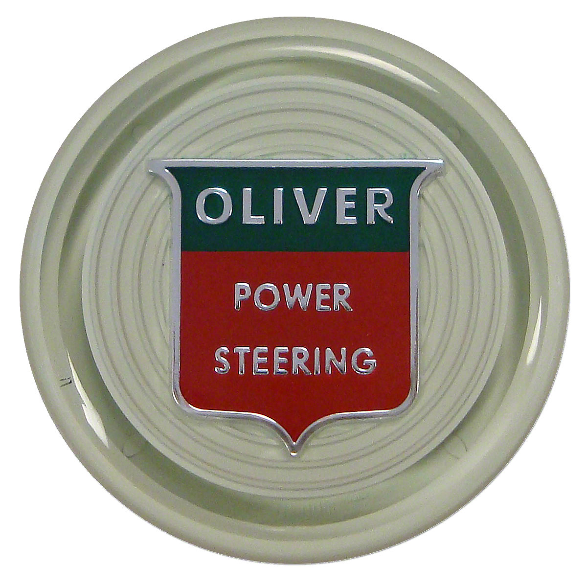 Steering wheel cap. Plastic cap, white face.- Oliver: 550, 660, 770, 880, 950, 990, 995, 1550, 1600, 1650, 1750, 1800, 1850, 1900, 1950, 2050, 2150