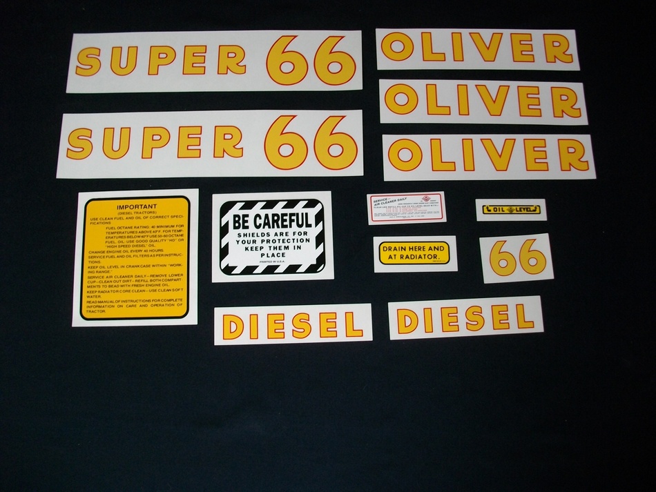 Oliver Super 66 Diesel: Mylar Decal Set