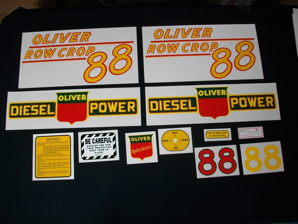 Oliver 88 Rowcrop Diesel: Mylar Decal Set