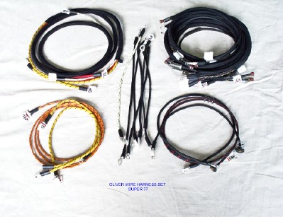 We now offer a brand new Wiring harness kit for Oliver Super 77 Gas

Cotton braided to look original; Terminals are soldered and sealed. For 6 or 12 Volt systems. 
Includes: Headlight wires and diagram.